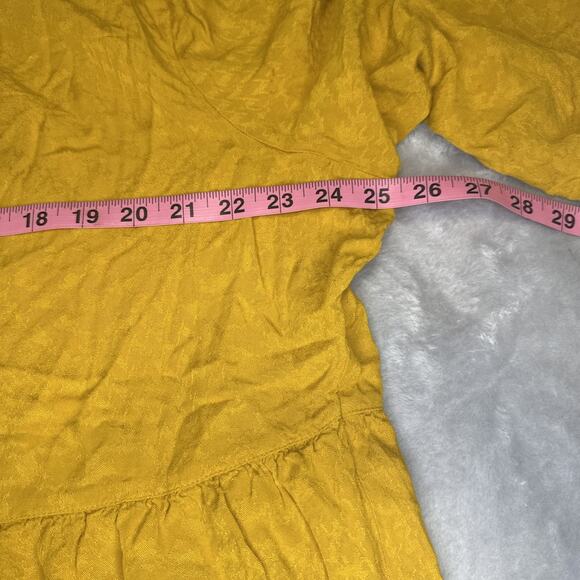 Westbound Woman Blouse Shirt Women's 2X Tiered Mustard Yellow 3/4 Sleeve Flowy - Picture 8 of 11